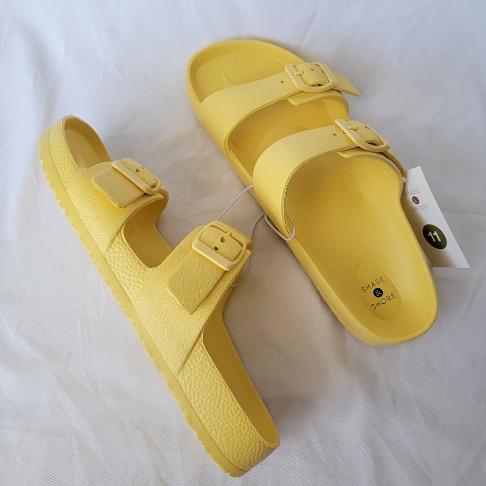 Shade & Shore Neida Yellow 2 Strap Buckle Sandals
